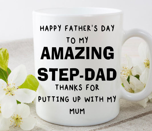 Amazing Stepdad Step-Dad birthday mug, cup, personalised, custom, Father’s Day gift, present