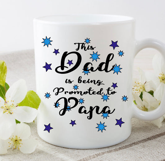 Dad promoted to Grandad Papa Pops Grandfather personalised cup mug birthday gift present novelty baby pregnancy announcement