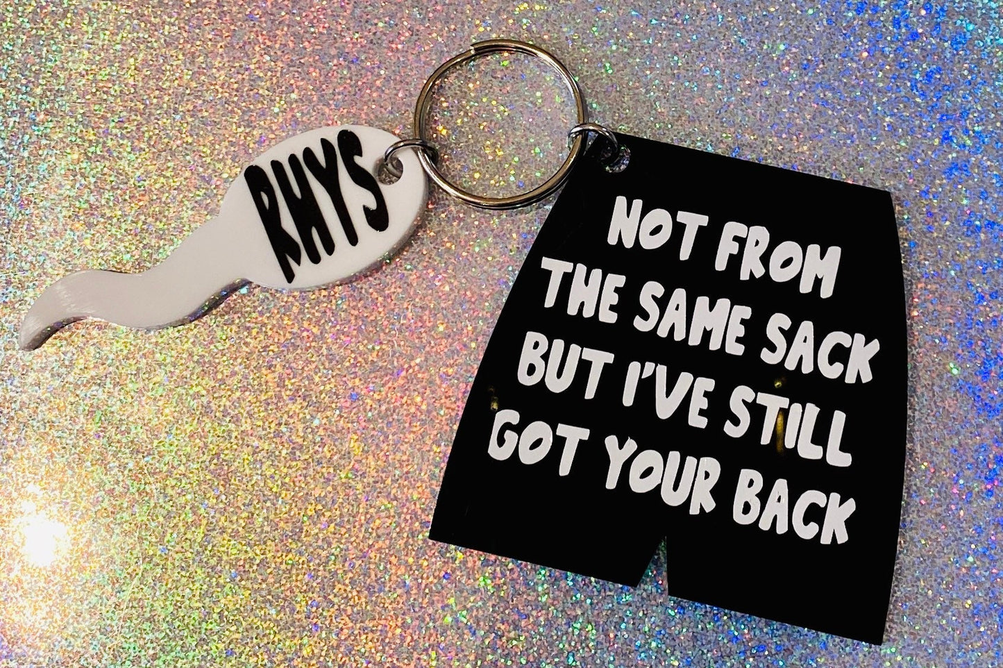 Stepdad step-dad personalised rude sperm acrylic keepsake Novelty Keyring, Keychain, Birthday Present, Father’s Day, Christmas gift, funny