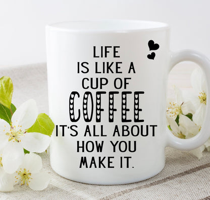 Life is like a cup of Tea .. it’s all about how you make it motivational quote novelty coffee mug cup birthday Christmas present