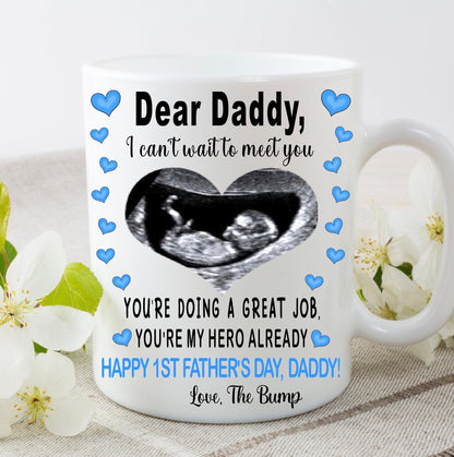 Daddy to be Birthday Christmas Father’s Day from bump present gift personalised with your scan photo mug cup keepsake from baby boy