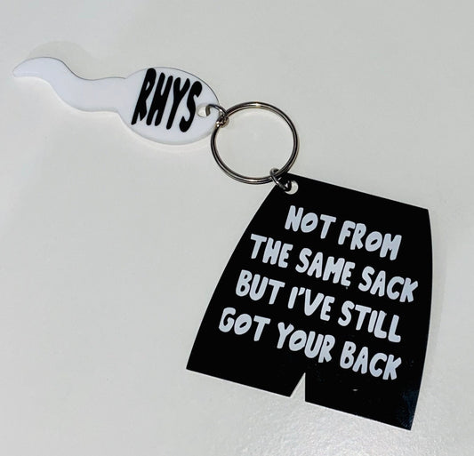 Stepdad step-dad personalised rude sperm acrylic keepsake Novelty Keyring, Keychain, Birthday Present, Father’s Day, Christmas gift, funny