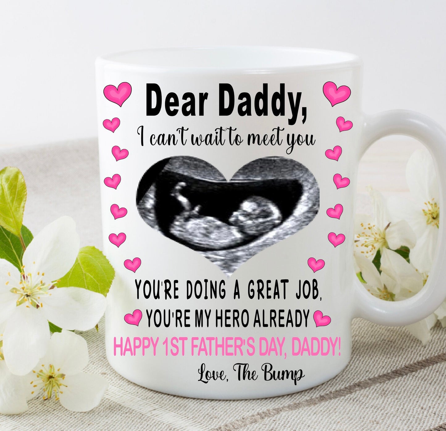 Daddy to be Birthday Christmas Father’s Day from bump present gift personalised with your scan photo mug cup keepsake from baby girl