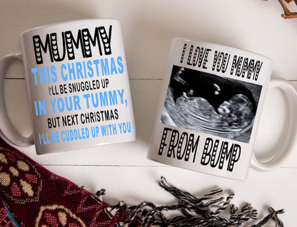 Mummy to be Birthday Christmas Mother’s Day from bump present gift personalised with your scan photo mug cup keepsake from baby boy