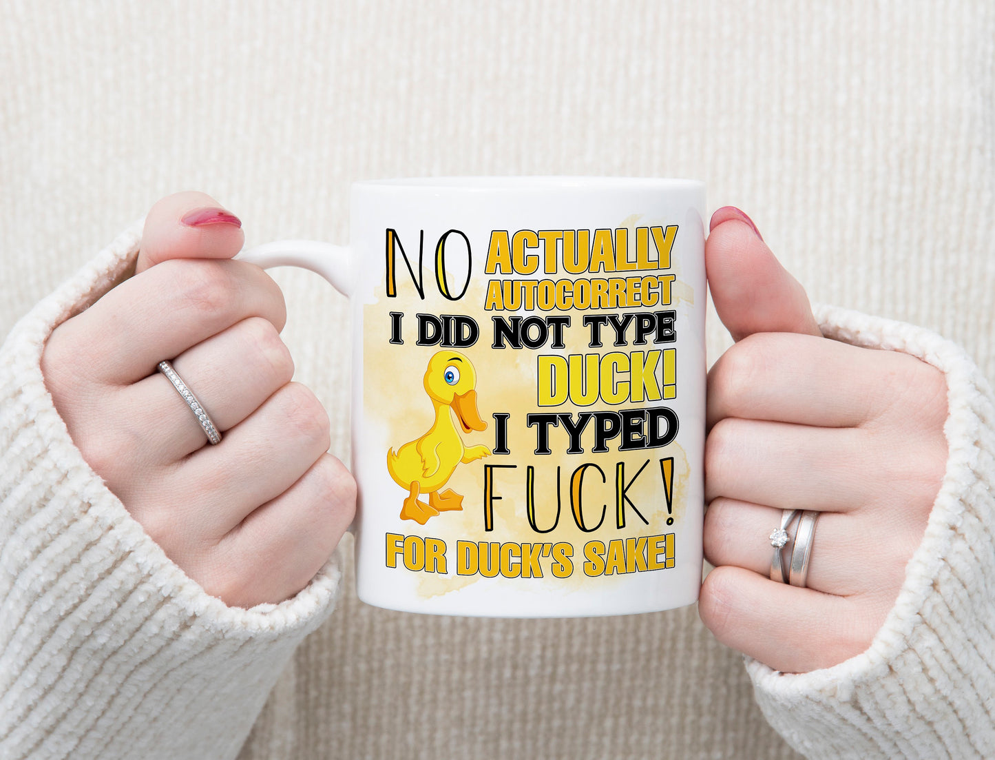 Duck F**K autocorrect phone funny tea coffee mug cup birthday present Christmas gift