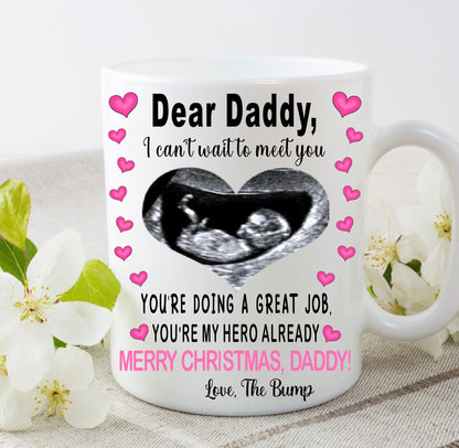 Daddy to be Birthday Christmas Father’s Day from bump present gift personalised with your scan photo mug cup keepsake from baby girl