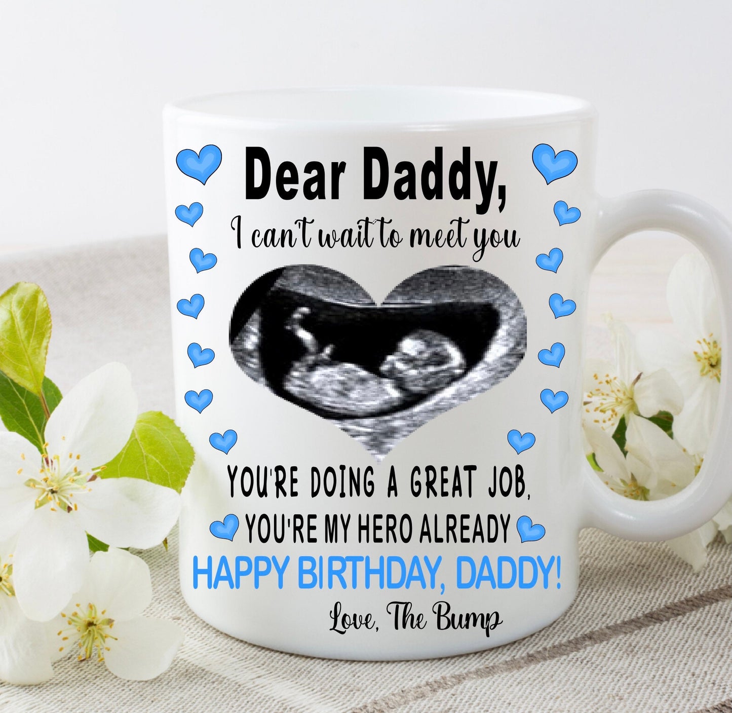 Daddy to be Birthday Christmas Father’s Day from bump present gift personalised with your scan photo mug cup keepsake from baby boy