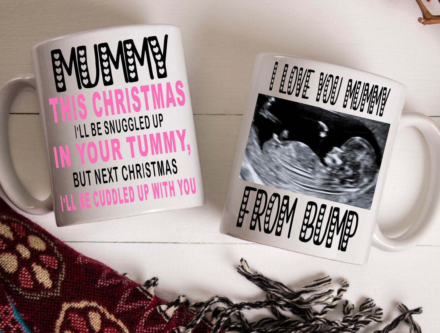Mummy to be Birthday Christmas Mother’s Day from bump present gift personalised with your scan photo mug cup keepsake from baby girl