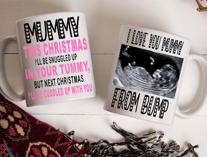 Mummy to be Birthday Christmas Mother’s Day from bump present gift personalised with your scan photo mug cup keepsake from baby girl