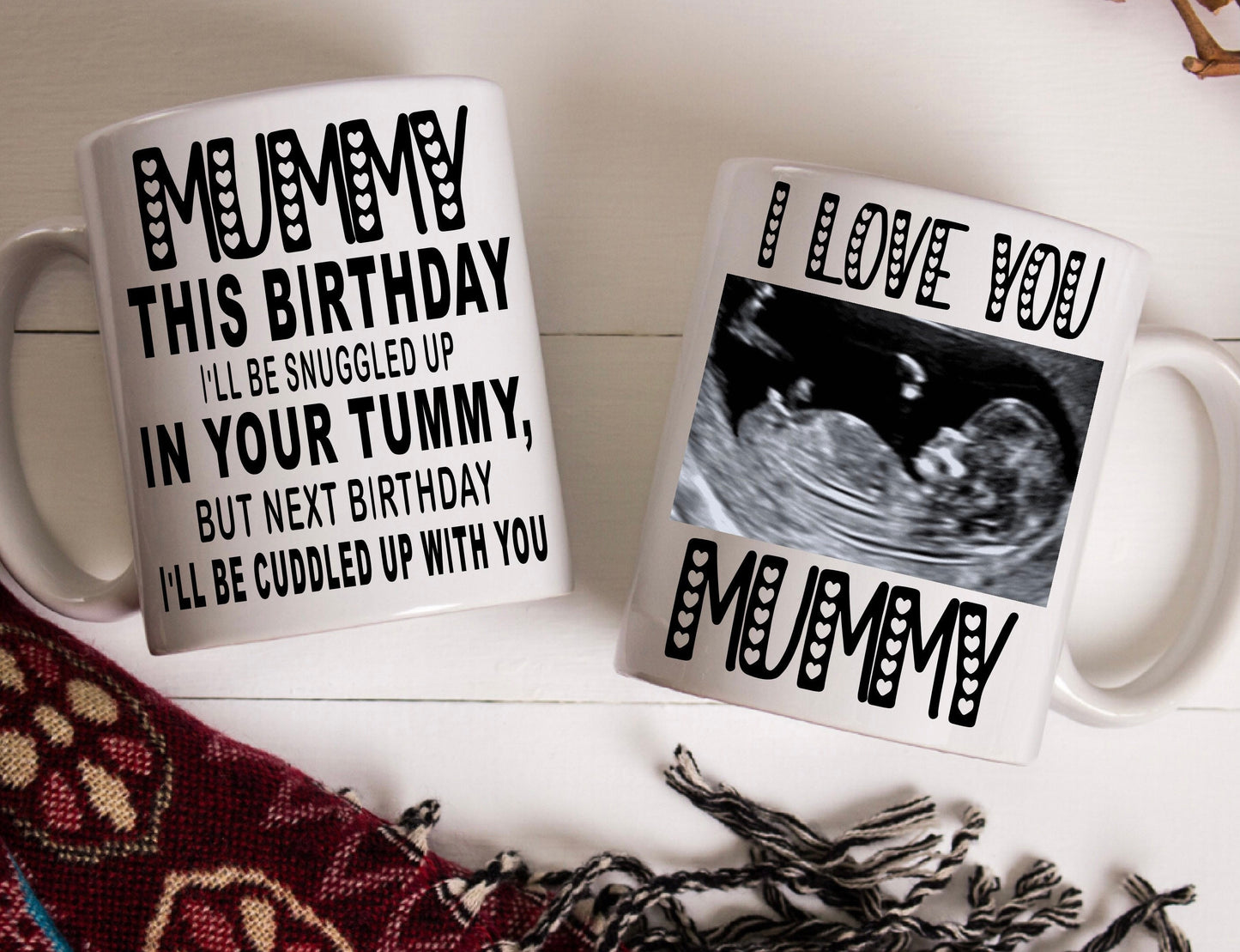 Mummy to be Birthday Christmas Mother’s Day from bump present gift personalised with your scan photo mug cup keepsake gift