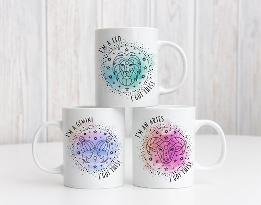 Zodiac Sign Mug | Personalised Motivational | Tea Coffee Mug Cup | Birthday Present Christmas Gift | Friend Girlfriend Boyfriend Mum Dad