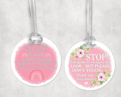 Baby Pram Car Seat Charm, Don’t Touch Please Your Germs Are Too Big For Me Thank You Baby Sign | Newborn Baby Baby Shower Present