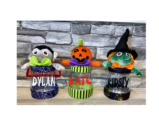 Personalised Halloween Sweet Jar | Witch Pumpkin Vampire | Novelty Gift | Trick Or Treat | Happy Halloween | Treat Jar | Kids Gift |