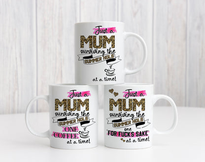Personalised Mum Mam Mama School Holidays Coffee Tea Leopard Funny Mug Present Birthday Gift For Her Friend Sister Cup Christmas Present