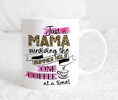 Personalised Mum Mam Mama School Holidays Coffee Tea Leopard Funny Mug Present Birthday Gift For Her Friend Sister Cup Christmas Present