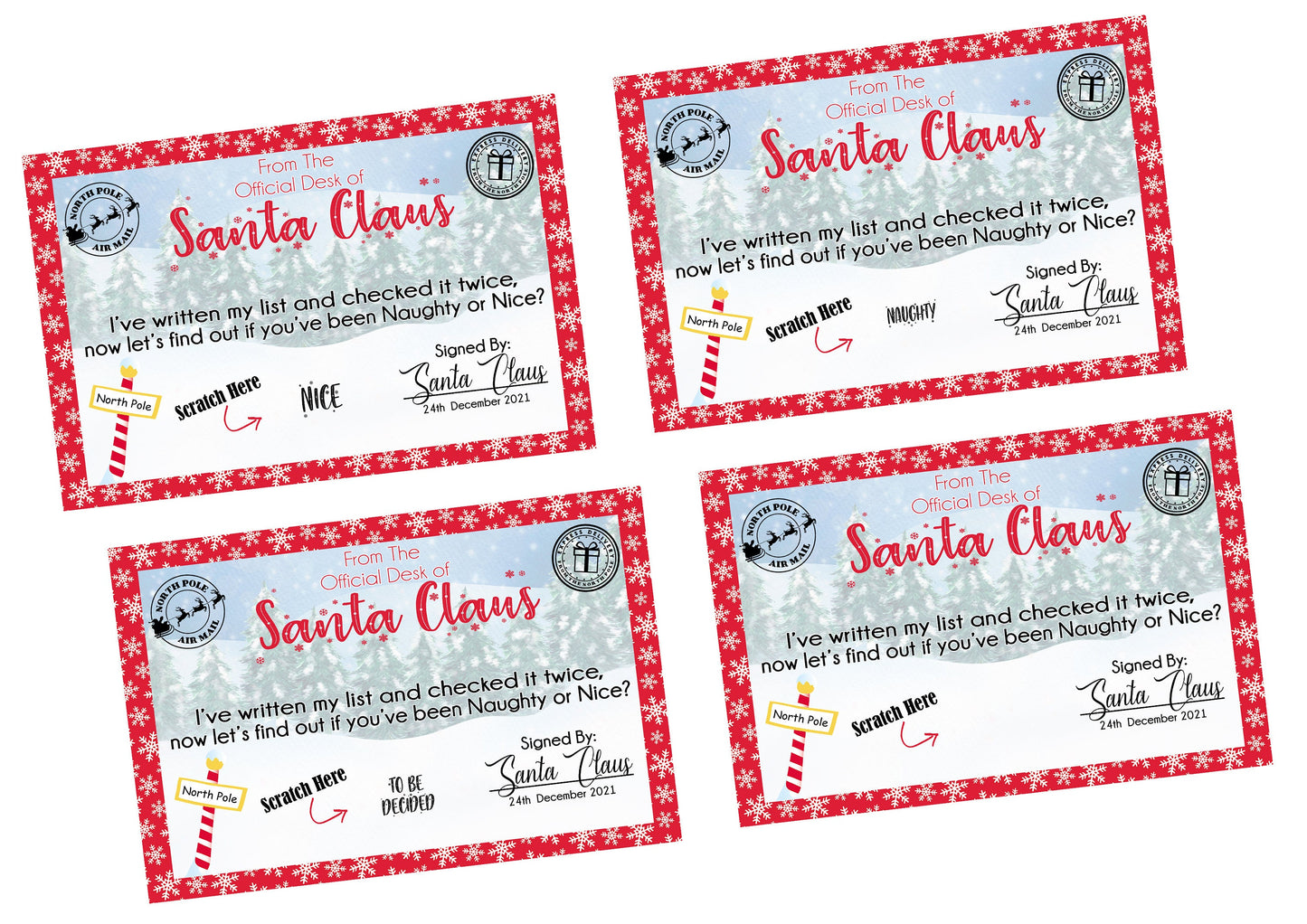 Personalised Christmas Naughty Or Nice Scratch Card | Christmas Eve Gift | Secret Santa | Novelty Gift | Kids Stocking Filler Son Daughter