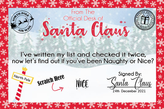 Personalised Christmas Naughty Or Nice Scratch Card | Christmas Eve Gift | Secret Santa | Novelty Gift | Kids Stocking Filler Son Daughter