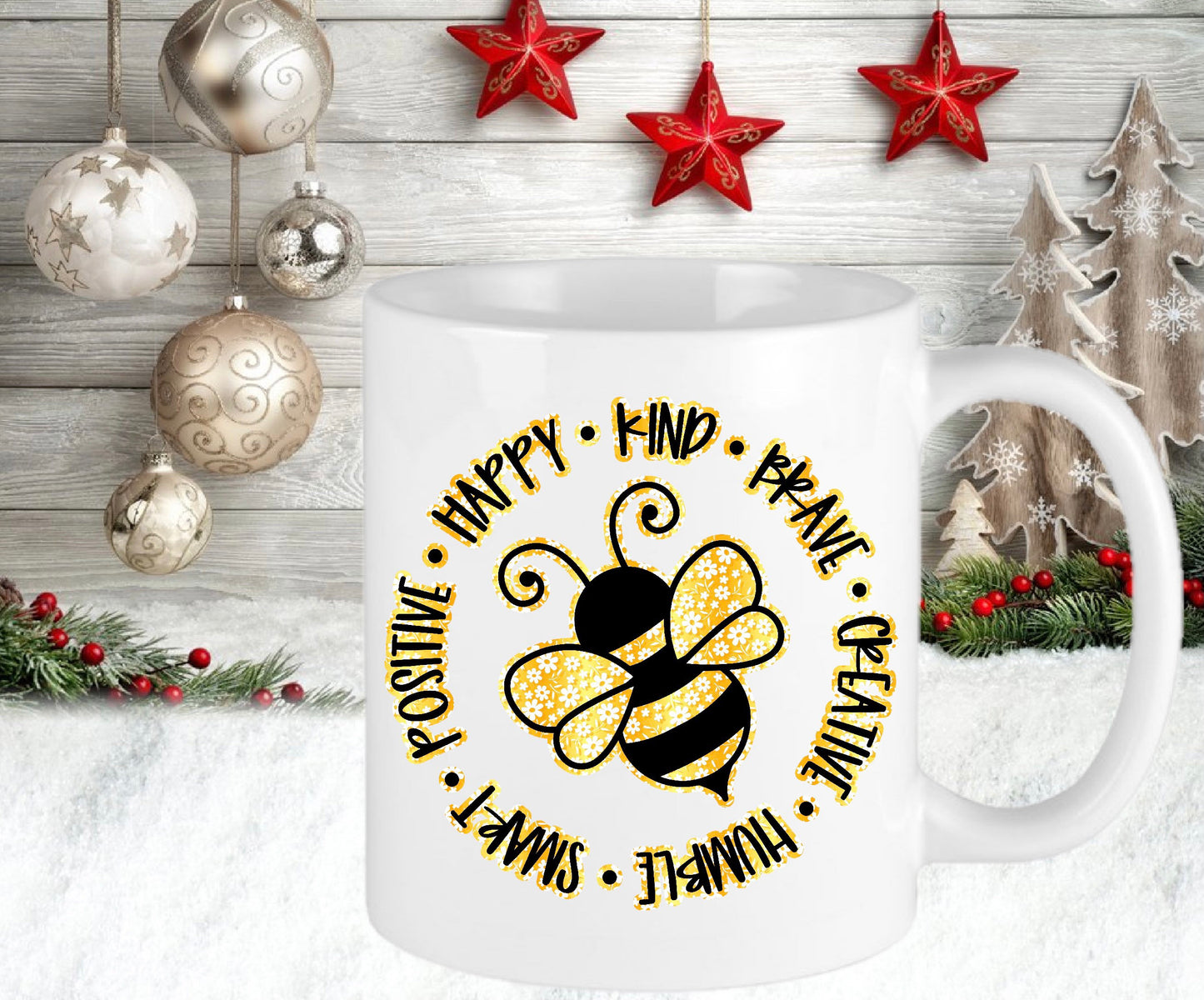 Personalised Bee Happy Positive Motivated Inspirational Motivation Mug Present Birthday Gift For Her Him Cup Christmas Present