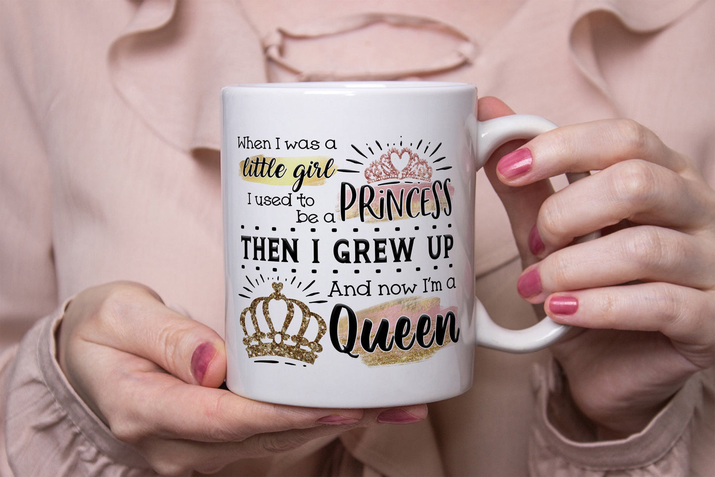Personalised Wanted to Be A Princess Now I’m A Queen Rude Funny Mug Present Birthday Gift For Her Cup Christmas Present