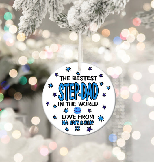Best Step-Dad Stepdad Step Dad In The World Personalised Christmas Bauble Funny Gift Present Keepsake Novelty Christmas Tree Xmas For Him