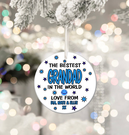 Best Grandad In The World Personalised Christmas Bauble Funny Gift Present Keepsake Novelty Christmas Tree Xmas For Him