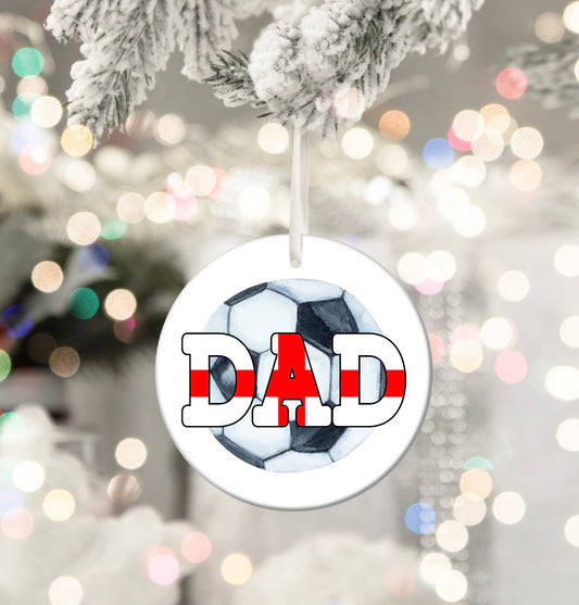 Dad Football England Footie Daft Crazy Personalised Christmas Bauble Funny Gift Present Keepsake Novelty Christmas Tree Xmas For Him