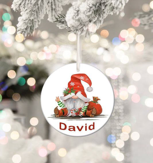Gonk Gonks Gnome Gnomes Grandad Dad Personalised Christmas Bauble Funny Gift Present Keepsake Novelty Christmas Tree Xmas For Him Son