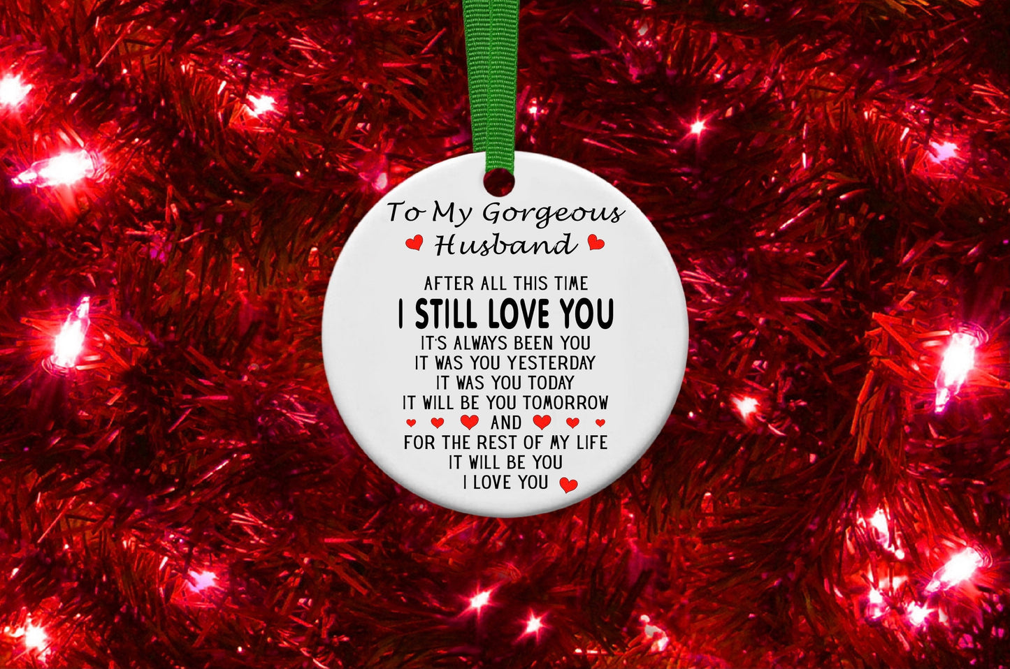 To My Gorgeous Husband Personalised Christmas Bauble Funny Gift Present Keepsake Novelty Christmas Tree Xmas For Him