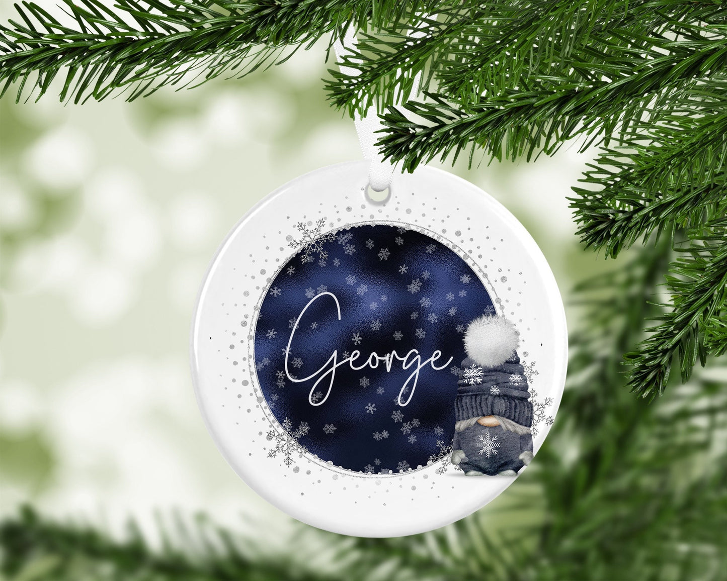 Gonk Gonks Christmas Personalised Navy Kids Christmas Gift Present Keepsake Novelty Bauble Tree Xmas Son Mum Girlfriend Dad Daughter