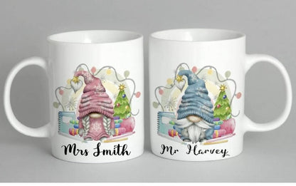 Christmas Mug Personalised Gonk Gonks Gnome Teacher Teaching Assistant Lecturer Cup Gift Present Christmas Eve Box Gift Stocking Filler