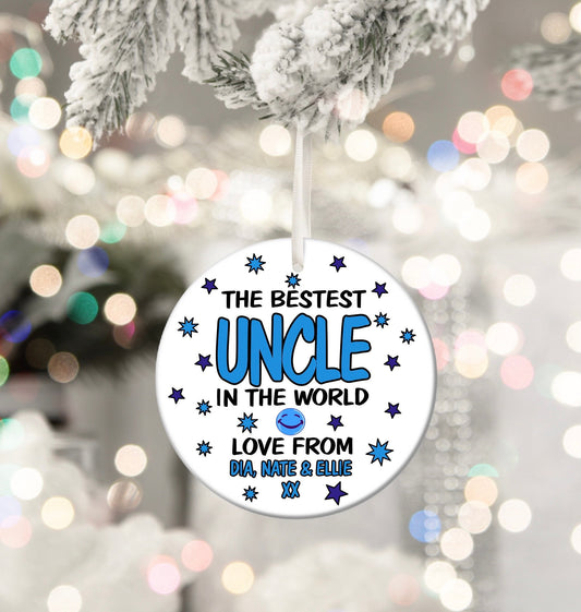 Best Uncle In The World Personalised Christmas Bauble Funny Gift Present Keepsake Novelty Christmas Tree Xmas For Him