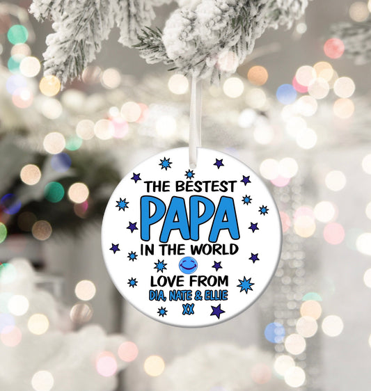 Best Papa In The World Personalised Christmas Bauble Funny Gift Present Keepsake Novelty Christmas Tree Xmas For Him