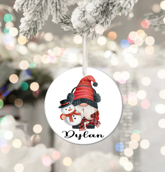 Gonk Gonks Gnome Gnomes Son Personalised Christmas Bauble Funny Gift Present Keepsake Novelty Christmas Tree Xmas For Him