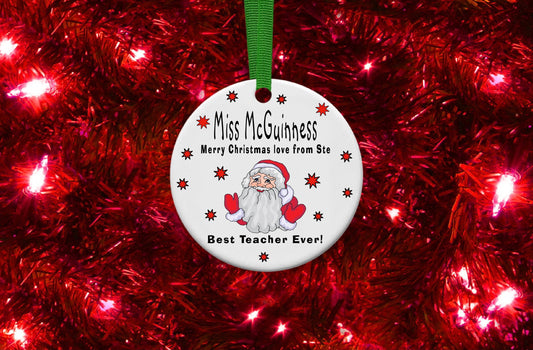 Teacher Teaching Assistant Lecturer Personalised Christmas Bauble Gift Present Keepsake Novelty Christmas Tree Xmas For Him Her