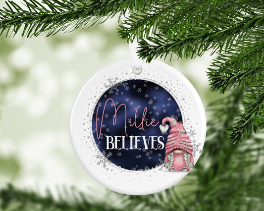 Gonk Gonks Christmas Personalised Pink Nay Kids Christmas Gift Present Keepsake Novelty Bauble Tree Xmas Son Mum Girlfriend Dad Daughter