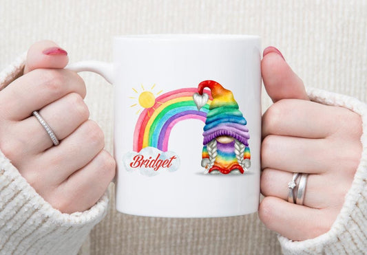 Birthday Mug Personalised Rainbow Gonk Girlfriend Boyfriend Kids Son Daughter Mum Dad Mug Cup Gift Present Eve Gift Stocking Filler