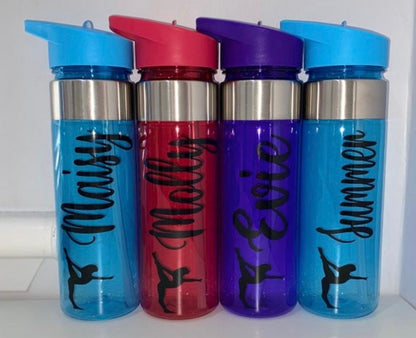 Girls Personalised Gymnastics & Cheerleader 550ml Kids Water Bottle Perfect for Back to School