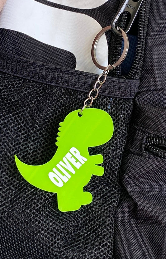Personalised Dinosaur Boys Girls Kids Bag Tag Charm Keychain Keyring School Bag Back to School Name Tag Party Bag Filler