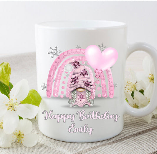 Personalised Christmas Birthday Mother’s Day Pink Gonk Gonks Girlfriend Wife Friend Fiancée Mug Cup Gift Present Tea Coffee Gift