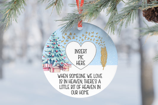 Memory In Heaven Christmas Personalised Photo Feathers Appear Mum Christmas Gift Present Keepsake Novelty Bauble Christmas Tree Xmas