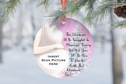 Mummy Daddy To Be Scan Personalised Christmas Bauble Gift Present Keepsake Novelty Christmas Tree Xmas For Her For Him Gran Grandad
