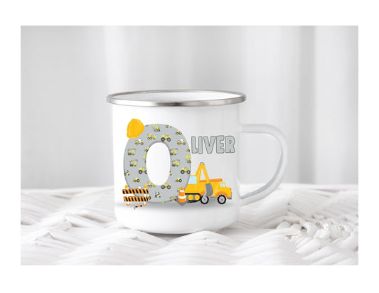 Kids Personalised Digger Construction Birthday Christmas Son Daughter Granddaughter Grandson Nephew Niece Cup Mug Gift Present