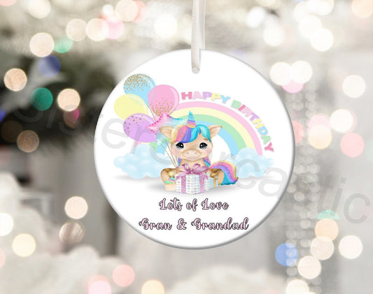 Personalised Kids Birthday Plaque Bauble Ornament Decoration Gift Present Keepsake Mum Daughter Niece Granddaughter Goddaughter