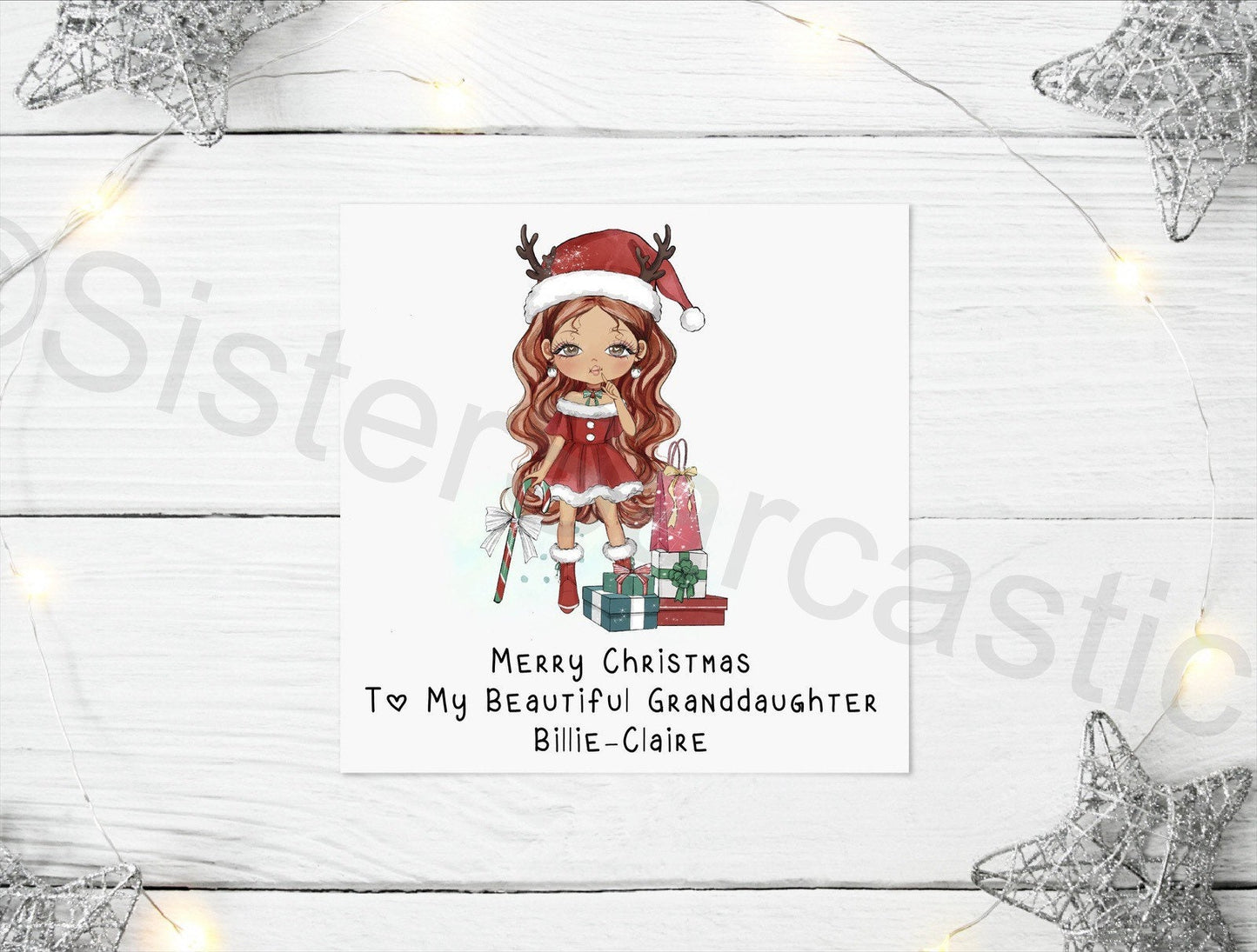 Personalised Christmas Greeting Card Kids Daughter Niece Granddaughter Mum Gran Stocking Filler Christmas Eve Box Keepsake Gift