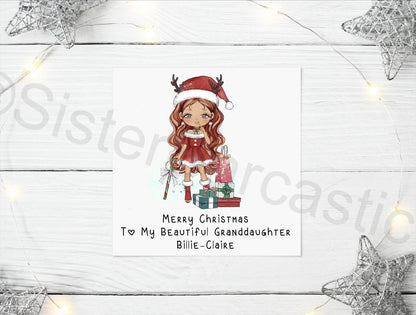 Personalised Christmas Greeting Card Kids Daughter Niece Granddaughter Mum Gran Stocking Filler Christmas Eve Box Keepsake Gift