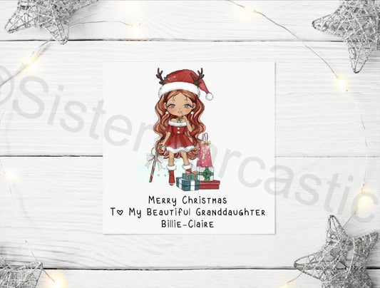 Personalised Christmas Greeting Card Kids Daughter Niece Granddaughter Mum Gran Stocking Filler Christmas Eve Box Keepsake Gift