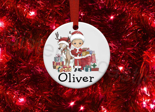 Personalised Christmas Tree Ornament Decoration Kids Son Nephew Grandson Cousin Friend Stocking Filler Christmas Eve Box Keepsake Gift