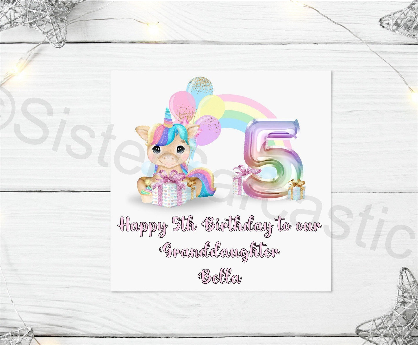 Personalised Unicorn Birthday Greeting Card Daughter Granddaughter Niece Sister 1st 2nd 3rd Birthday Keepsake Gift