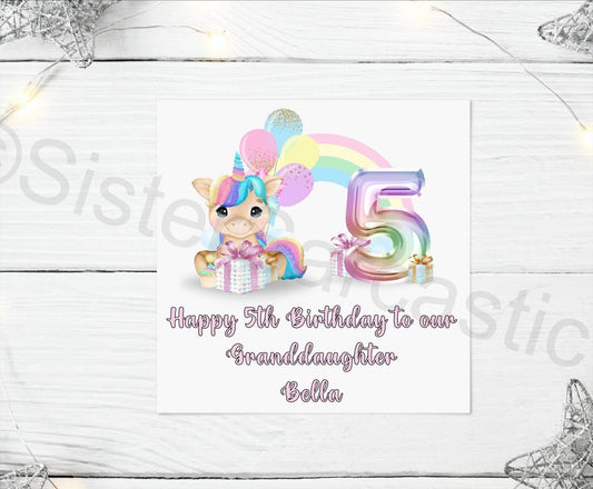 Personalised Unicorn Birthday Greeting Card Daughter Granddaughter Niece Sister 1st 2nd 3rd Birthday Keepsake Gift