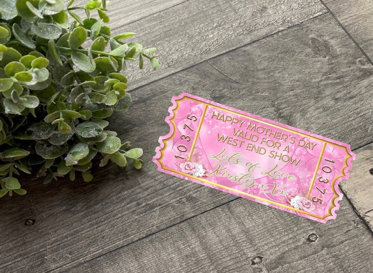 Mother's Day Personalised Ticket Mam Mum Gran Nana Spa Day Weekend Away Music Concert Afternoon Tea West End Show Keepsake Gift Present